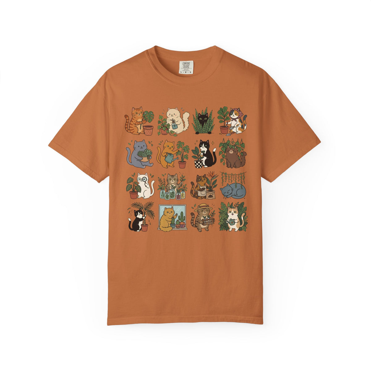 Plants & Cat Grid T-Shirt