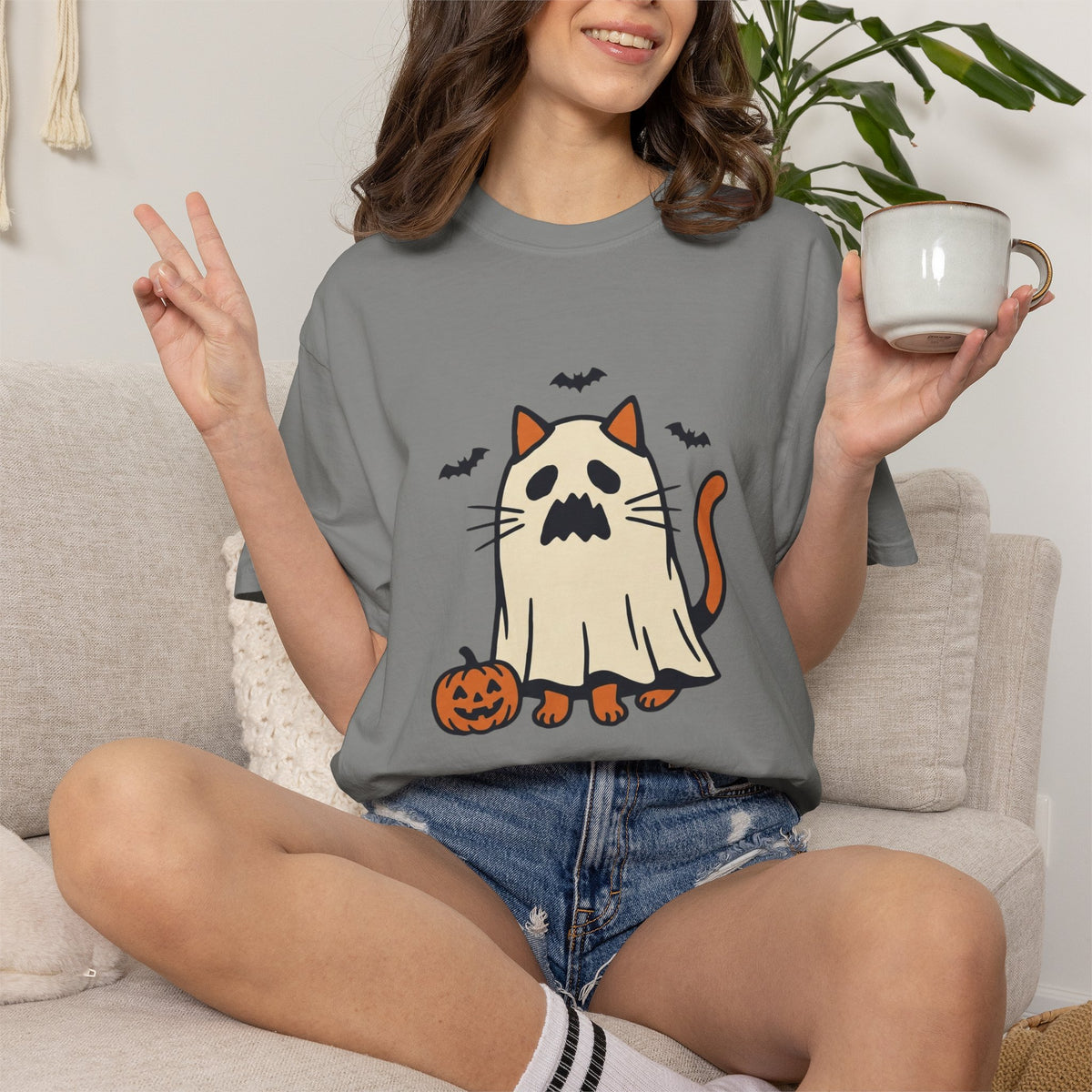 Ghost Cat & Bats T-Shirt