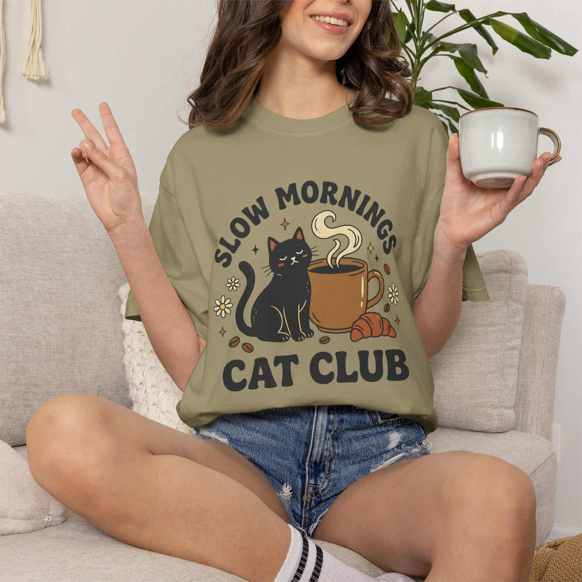 Slow Morning Cat Club T-Shirt