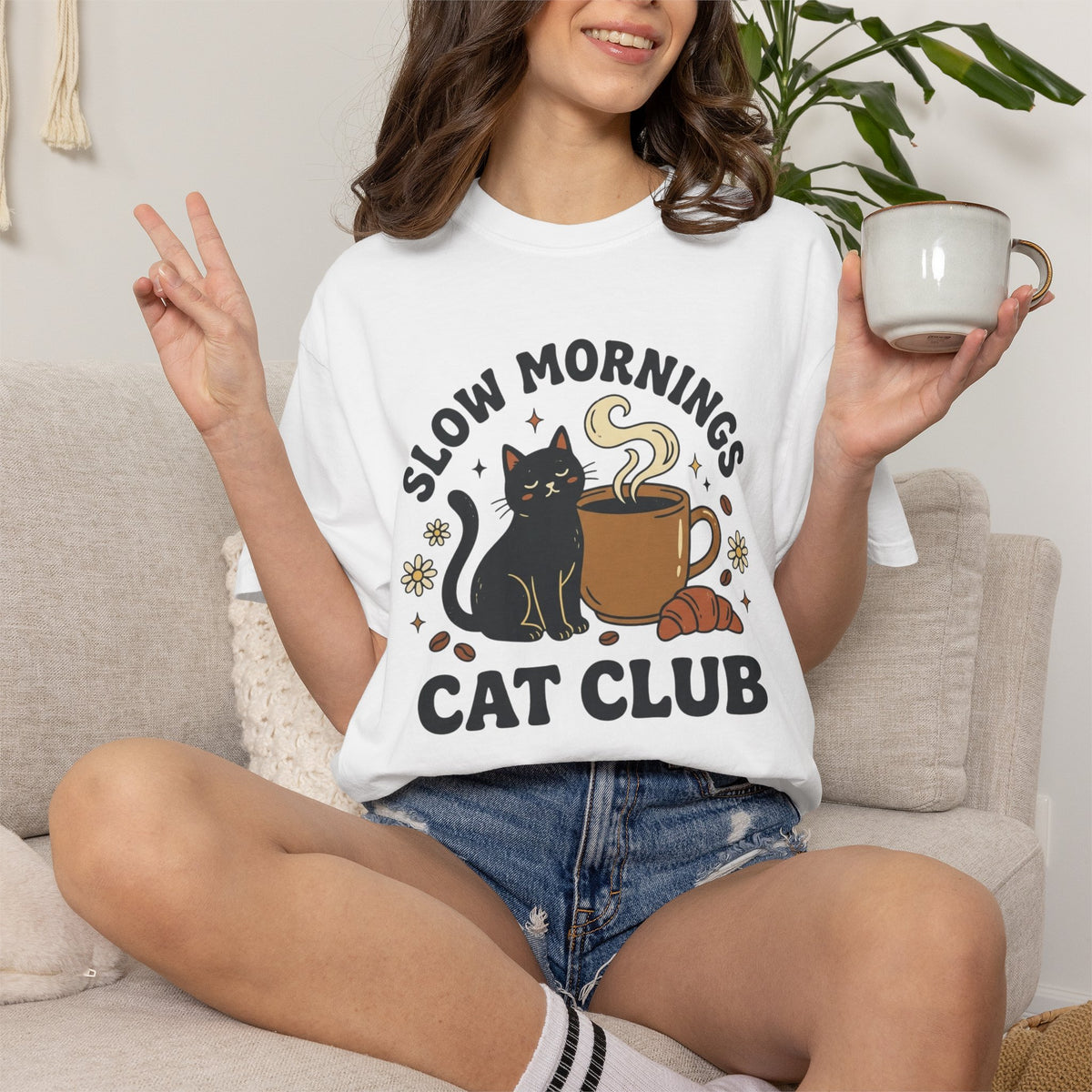 Slow Morning Cat Club T-Shirt