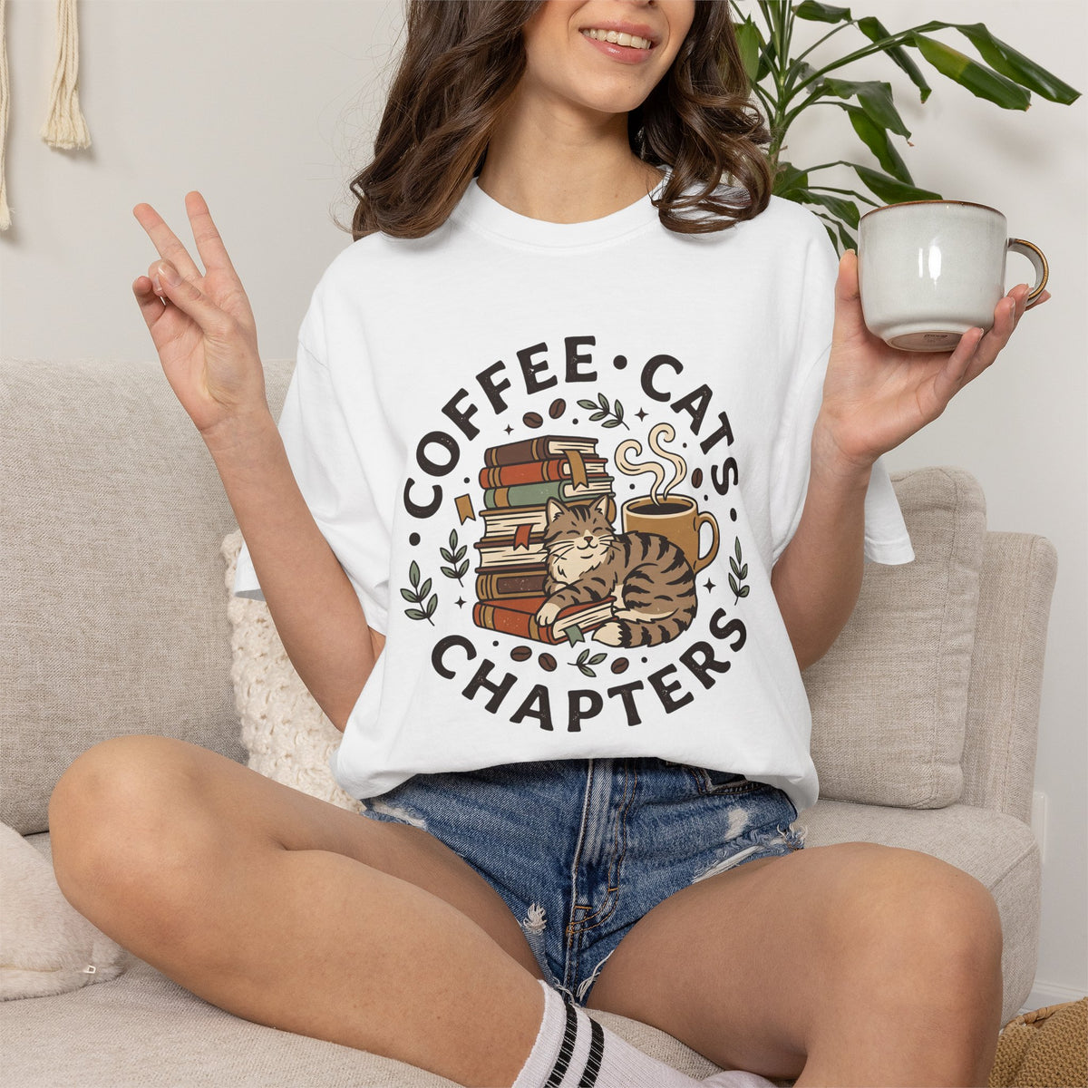 Cats Coffee Chapters T-Shirt