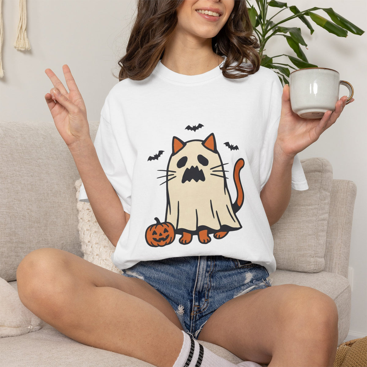 Ghost Cat & Bats T-Shirt
