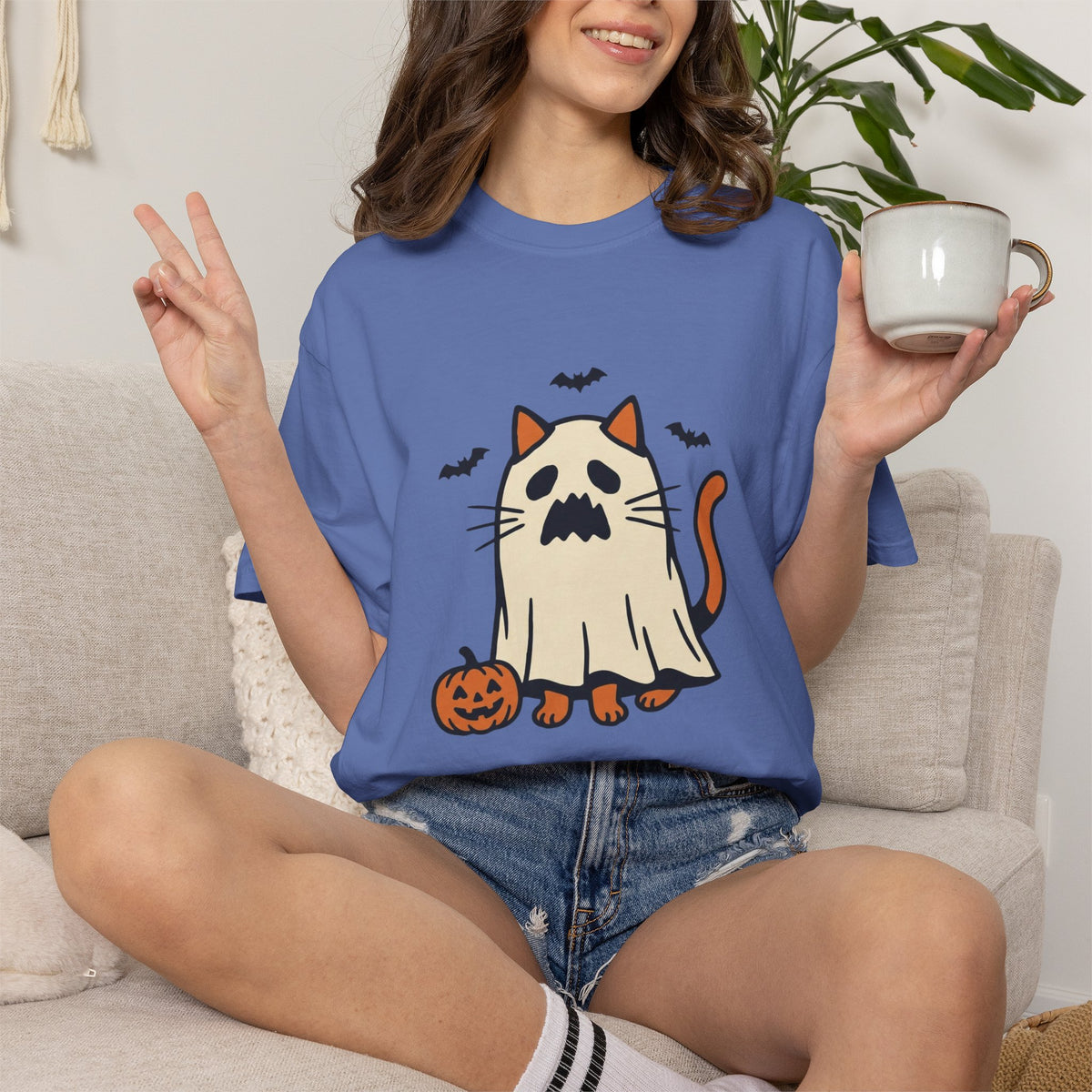 Ghost Cat & Bats T-Shirt