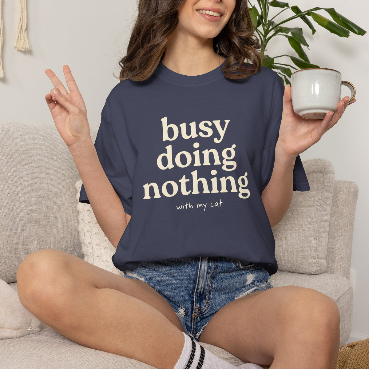 busy doing nothing, with my cat T-Shirt