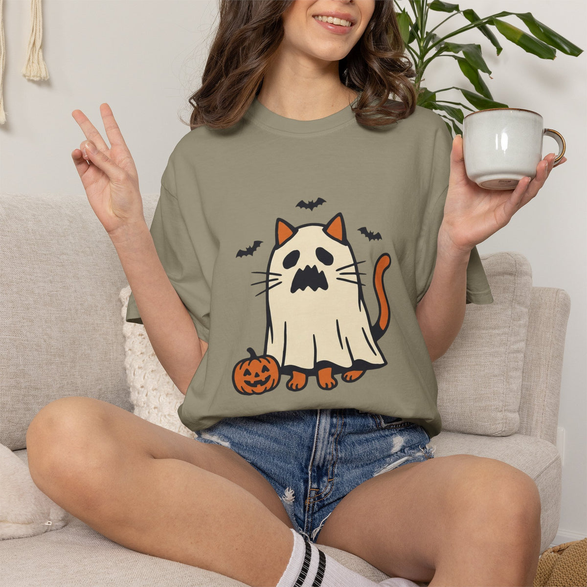 Ghost Cat & Bats T-Shirt