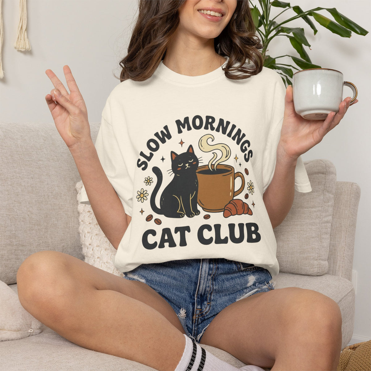 Slow Morning Cat Club T-Shirt