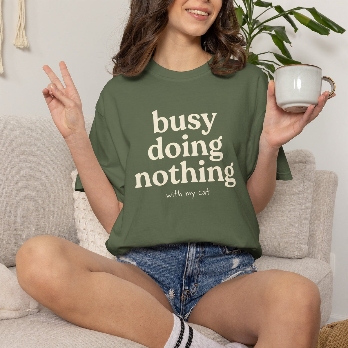 busy doing nothing, with my cat T-Shirt