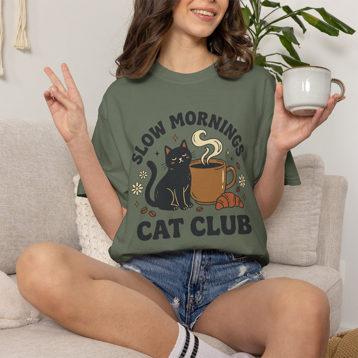 Slow Morning Cat Club T-Shirt