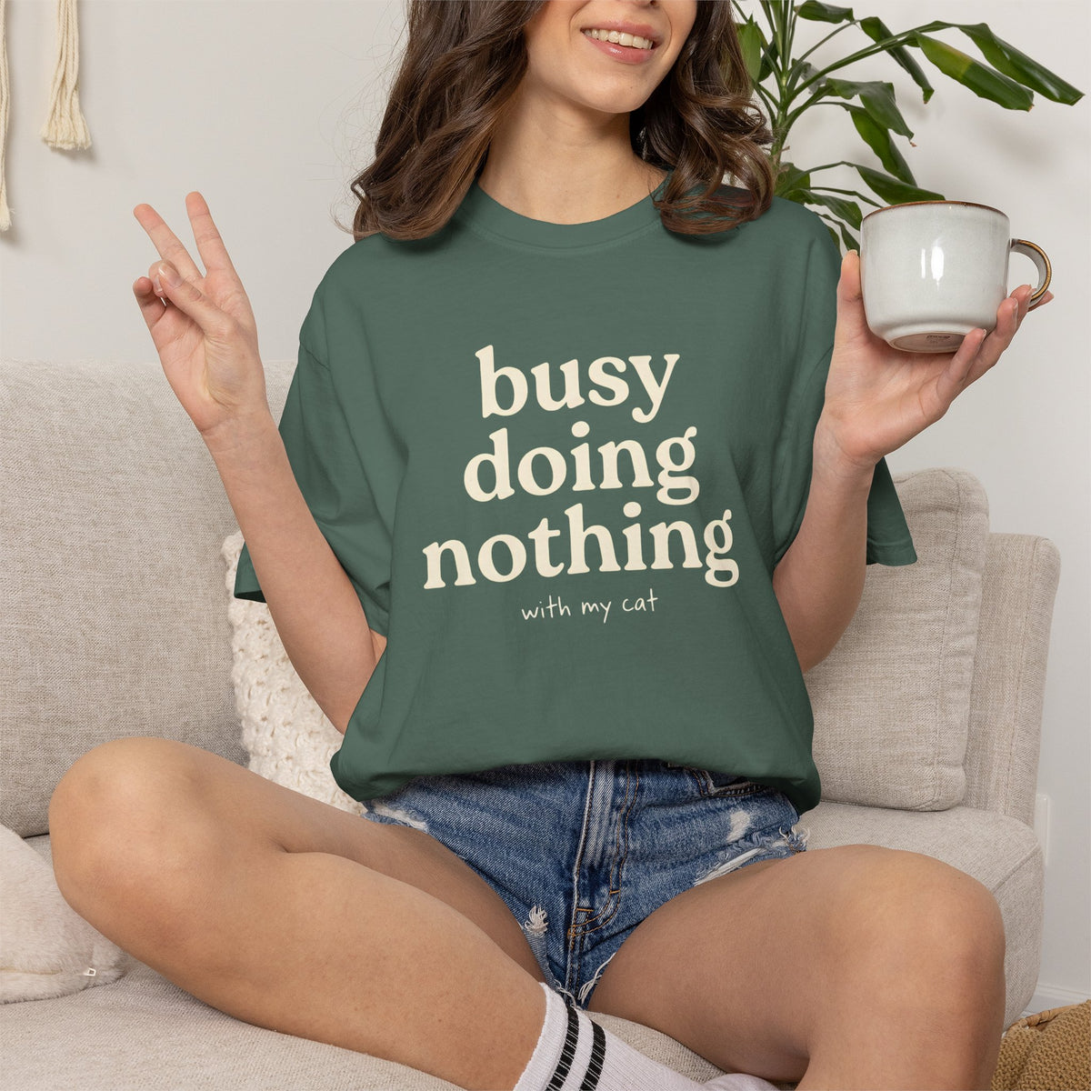 busy doing nothing, with my cat T-Shirt