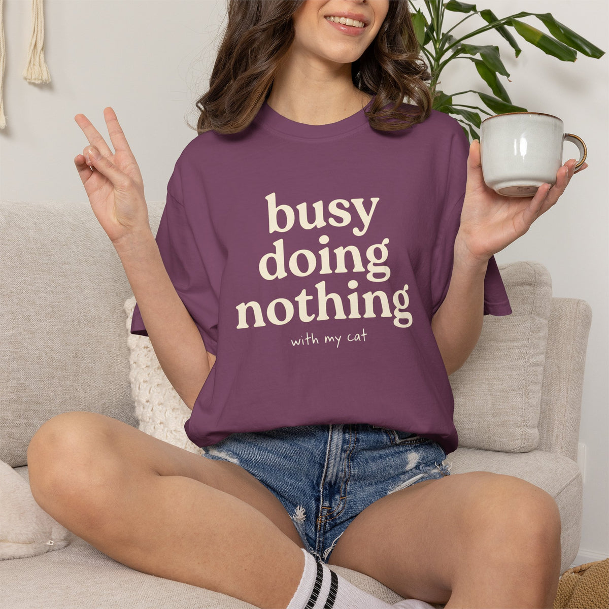 busy doing nothing, with my cat T-Shirt