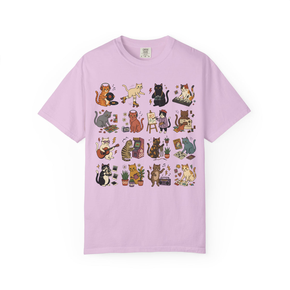 Retro Hobby Cat Grid T-Shirt