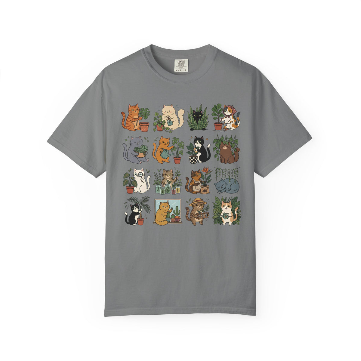 Plants & Cat Grid T-Shirt