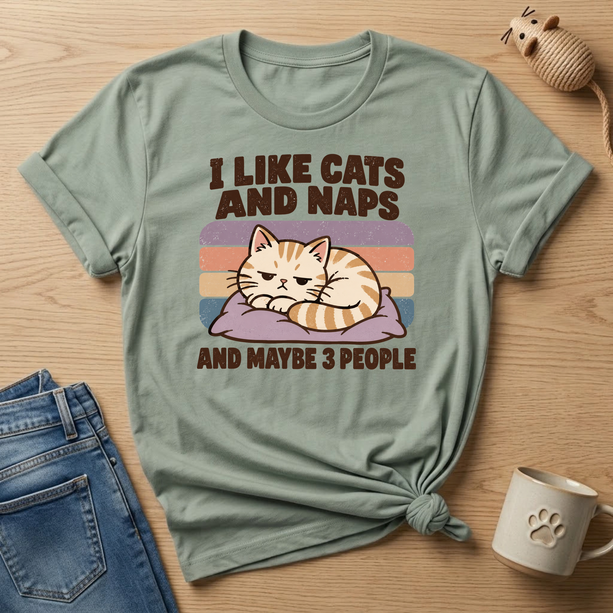 I Like Cats & Naps & Maybe 3 People T-shirt