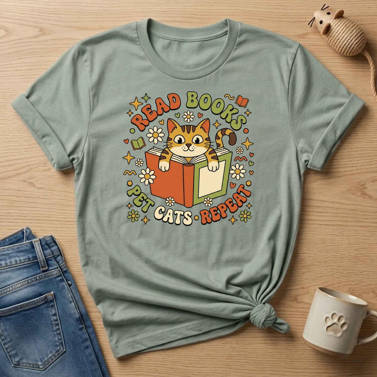 Read Books Pet Cats Repeat T-Shirt