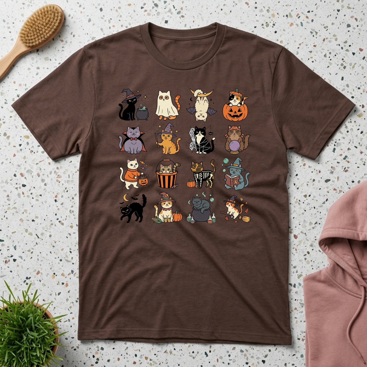 Halloween Cat Grid T-Shirt