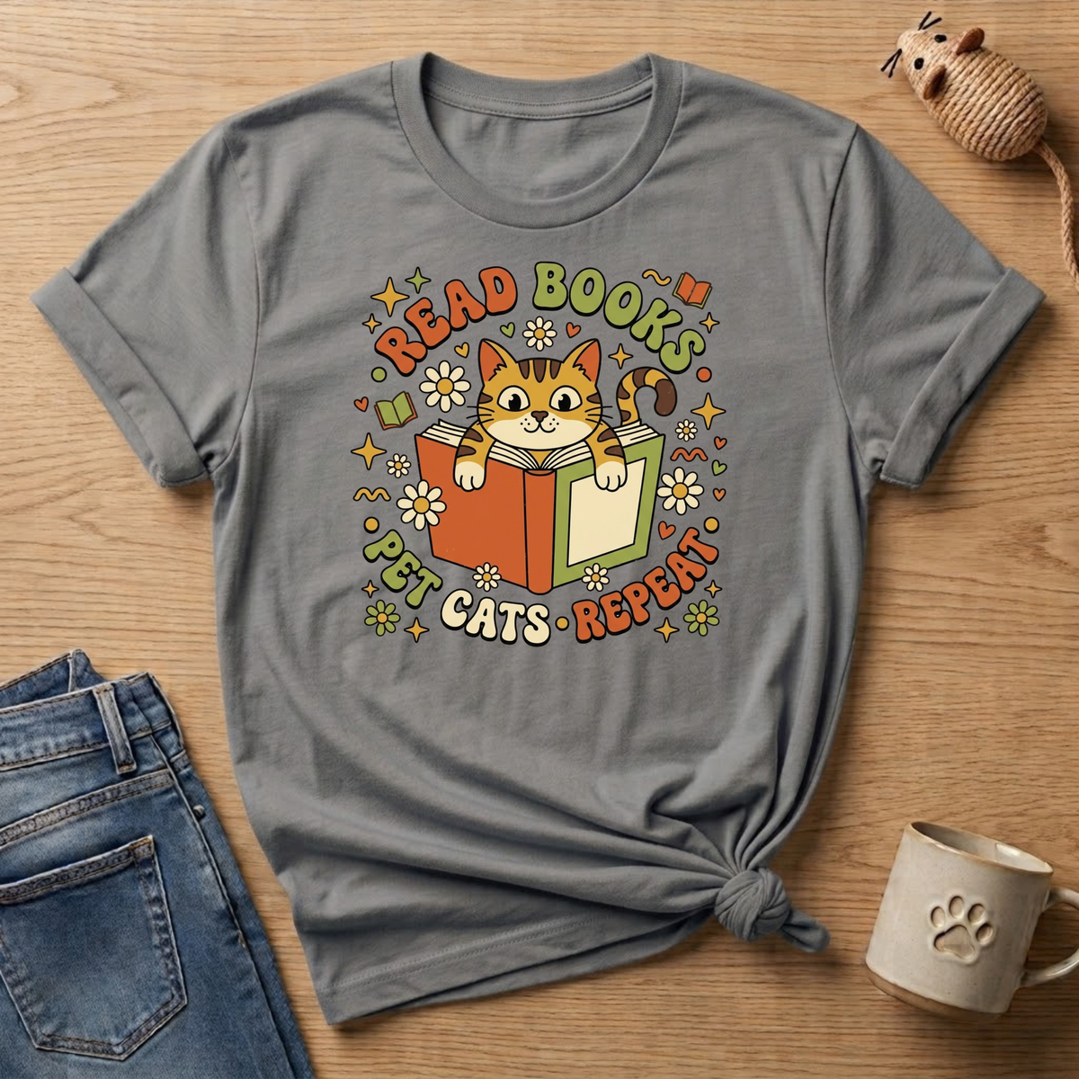 Read Books Pet Cats Repeat T-Shirt