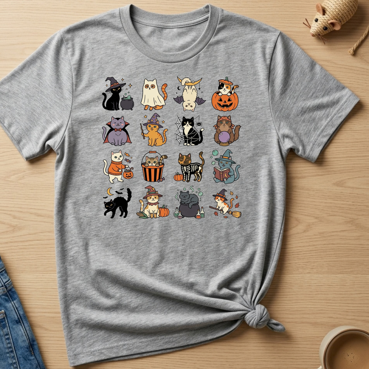 Halloween Cat Grid T-Shirt