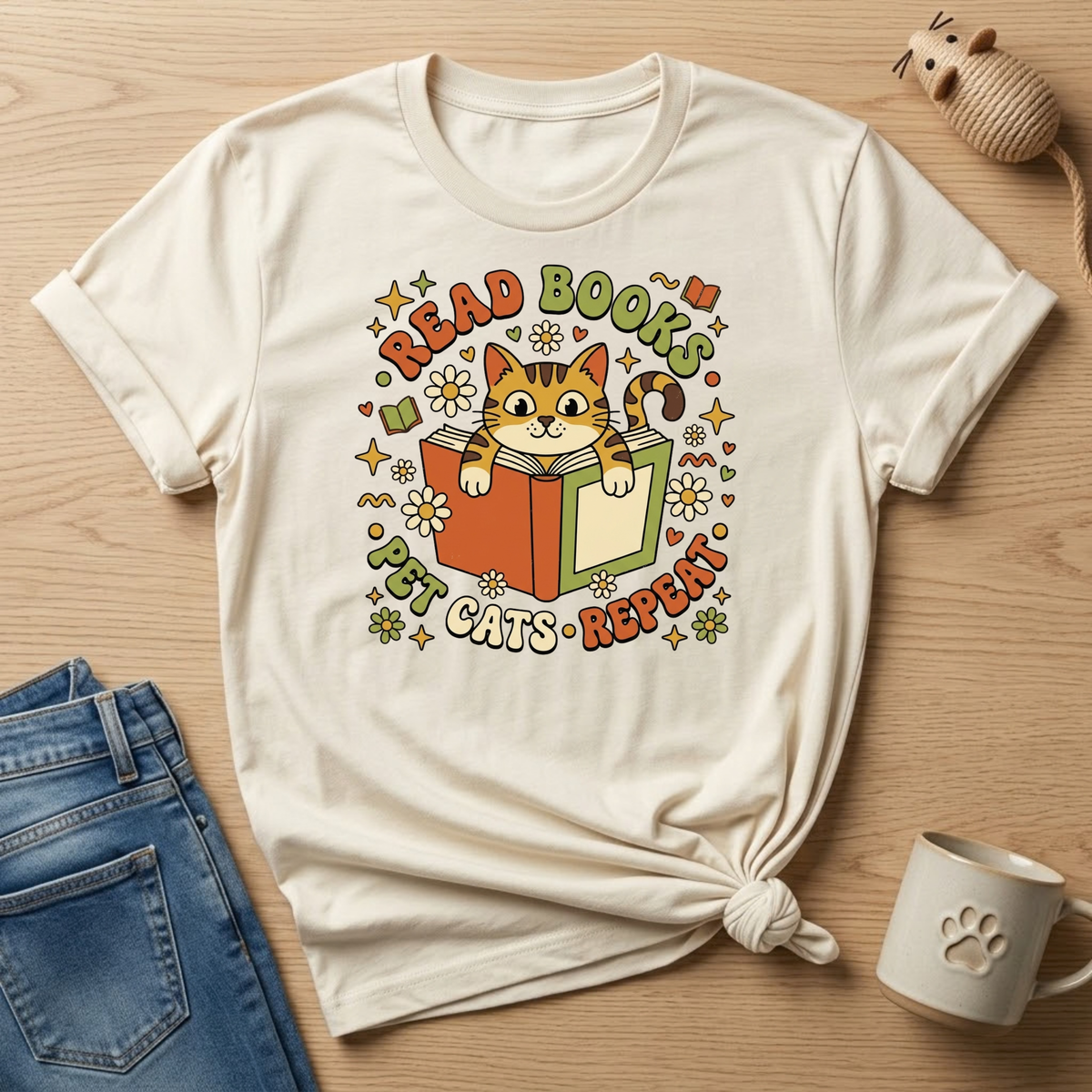 Read Books Pet Cats Repeat T-Shirt