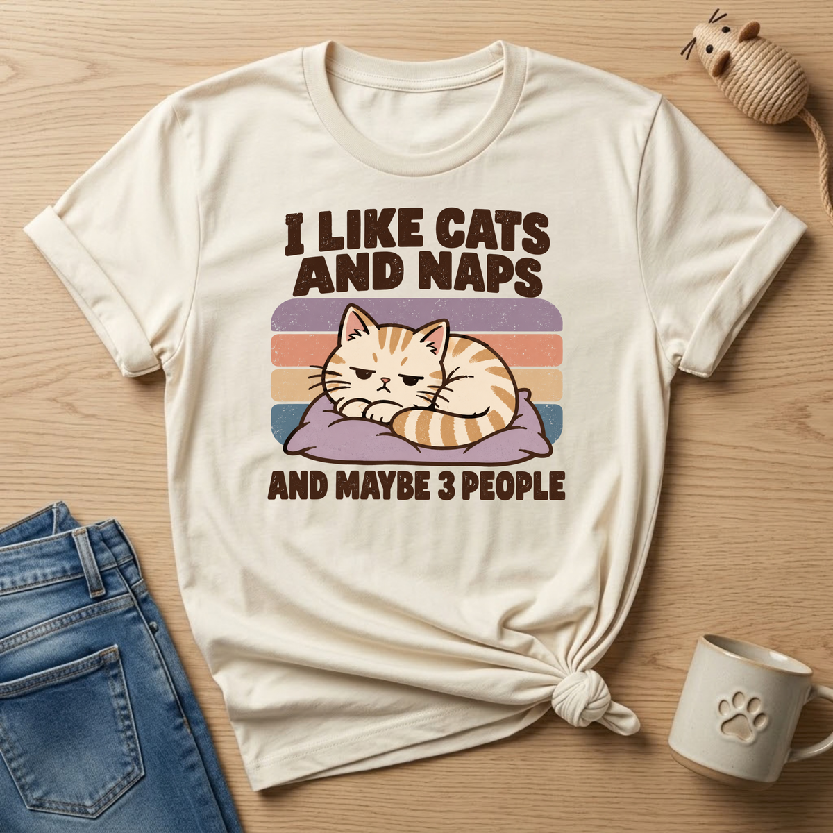 I Like Cats & Naps & Maybe 3 People T-shirt