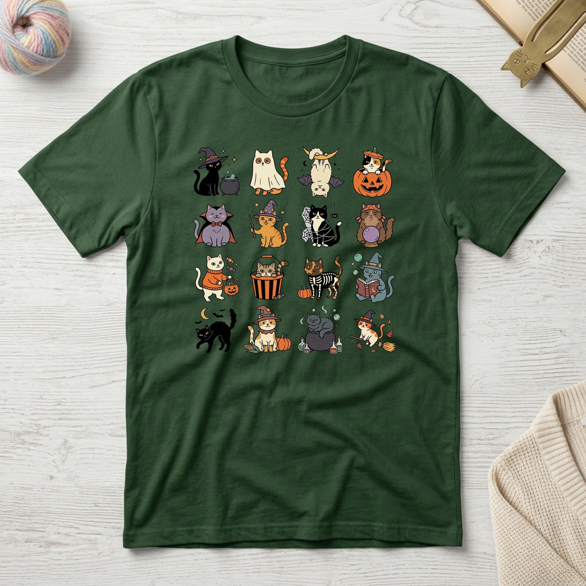Halloween Cat Grid T-Shirt