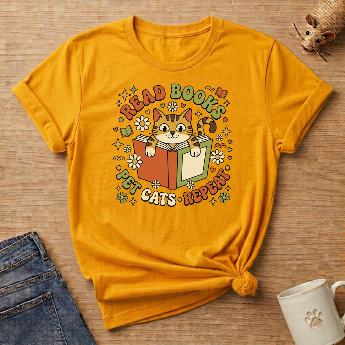 Read Books Pet Cats Repeat T-Shirt