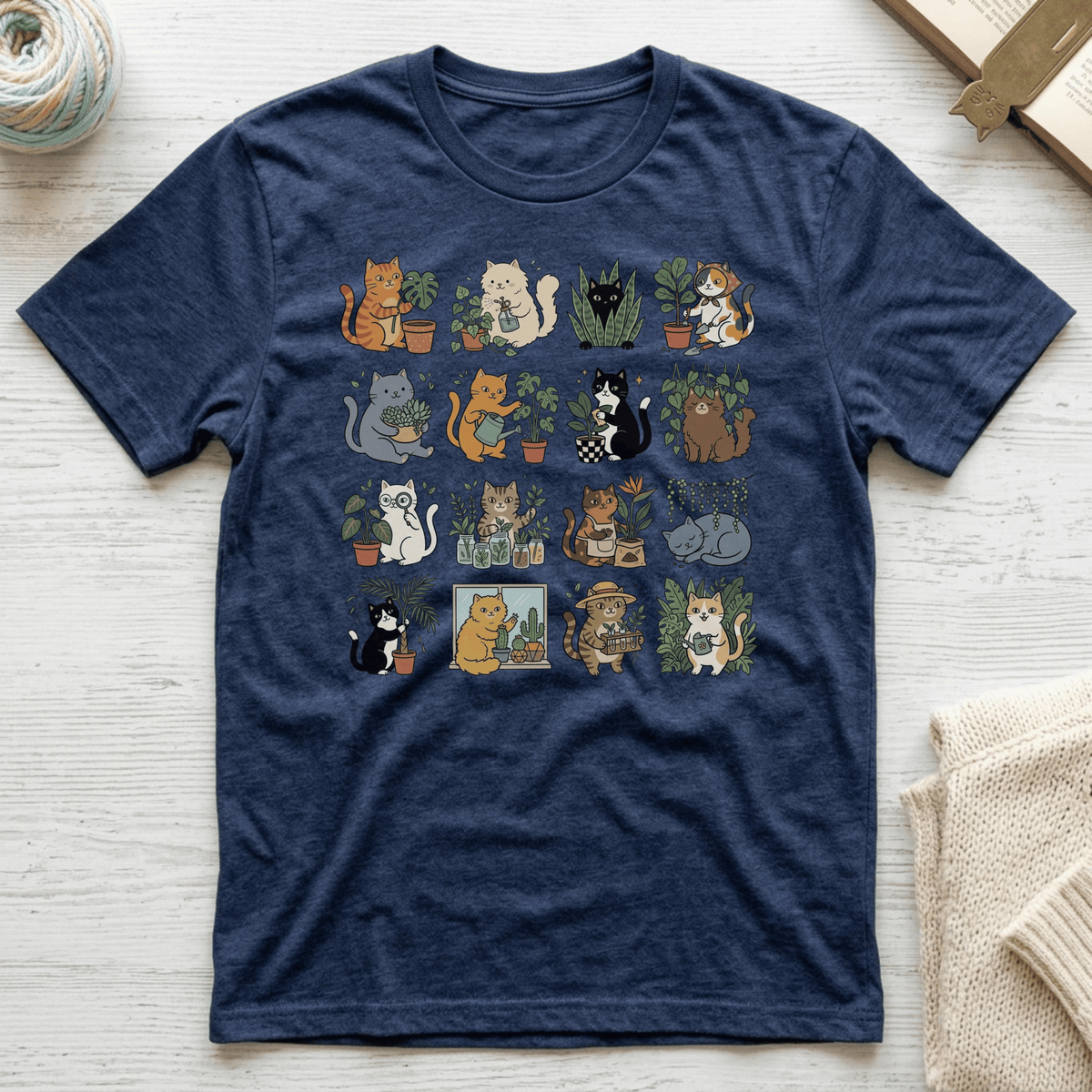 Plants & Cat Grid T-Shirt