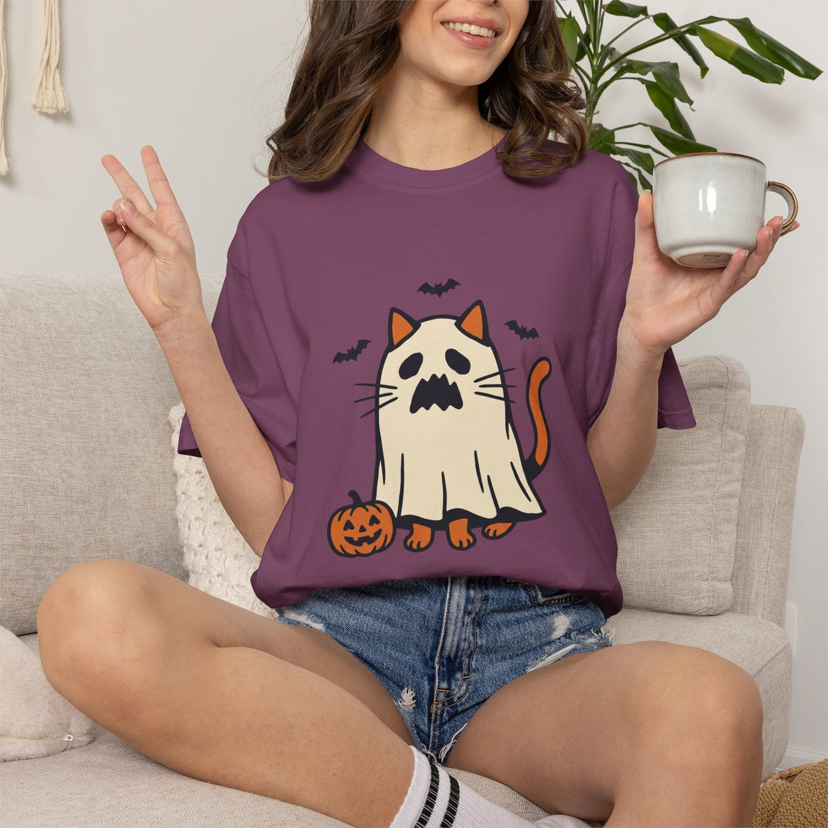 Ghost Cat & Bats T-Shirt