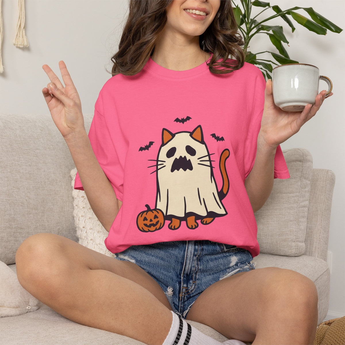 Ghost Cat & Bats T-Shirt