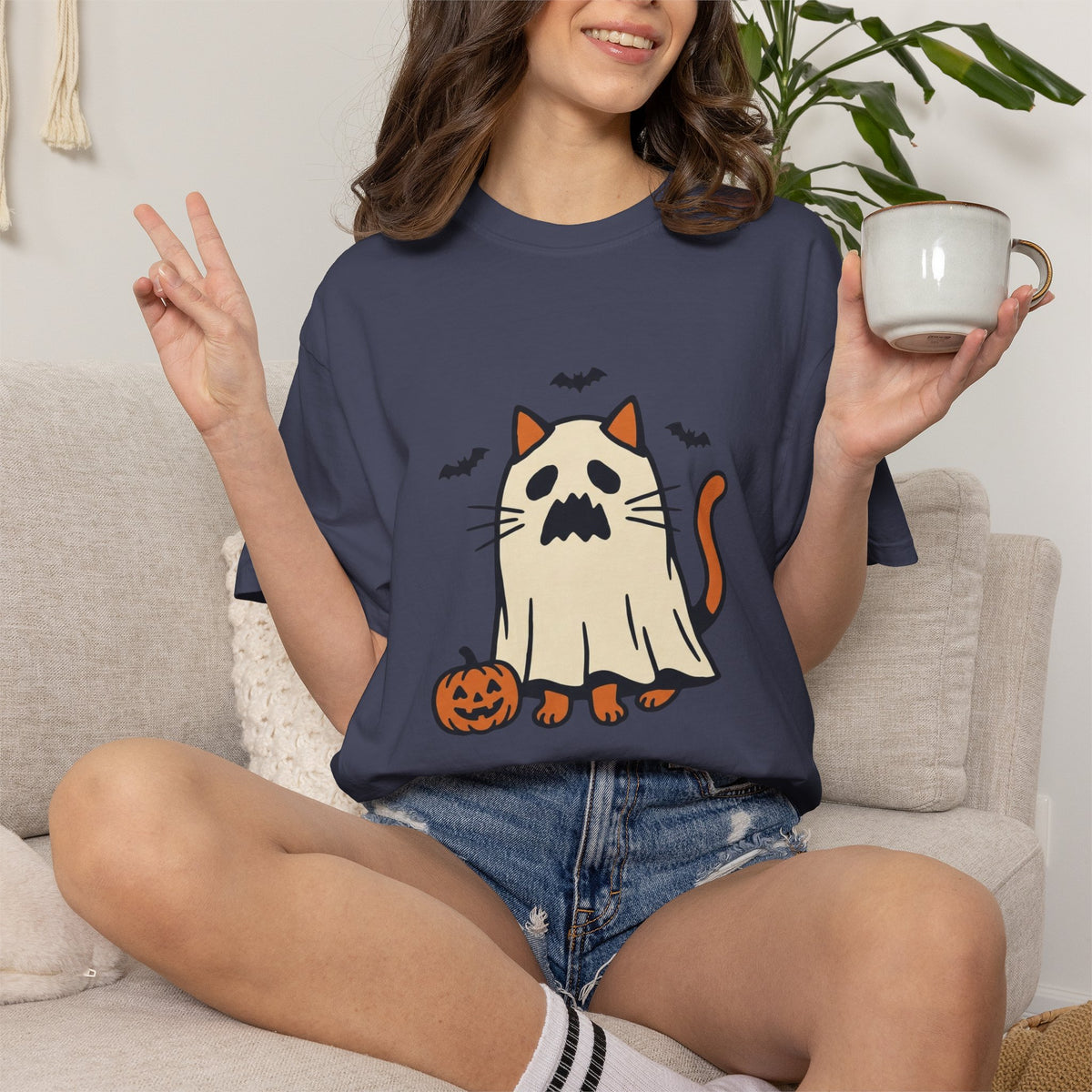 Ghost Cat & Bats T-Shirt