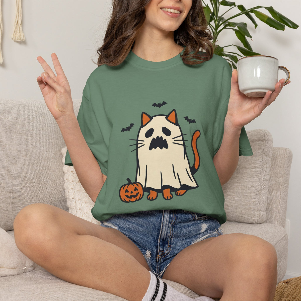 Ghost Cat & Bats T-Shirt
