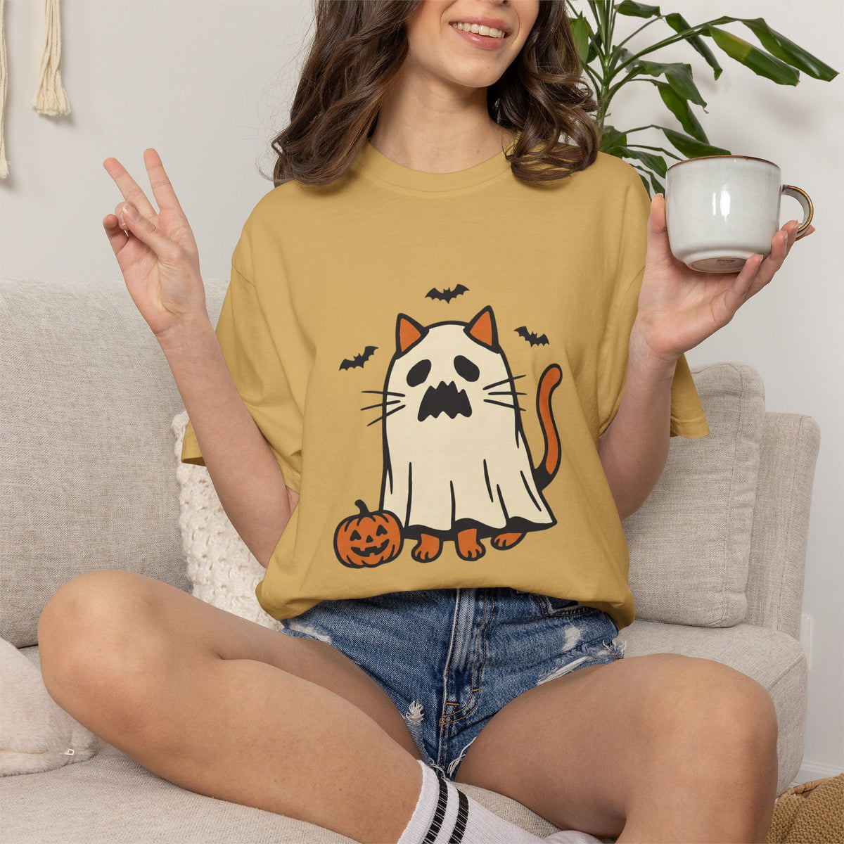 Ghost Cat & Bats T-Shirt