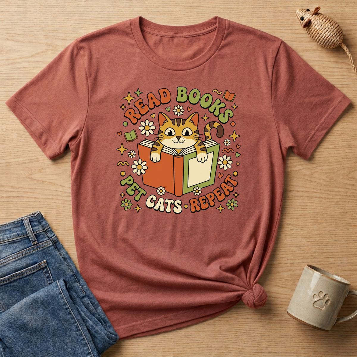 Read Books Pet Cats Repeat T-Shirt