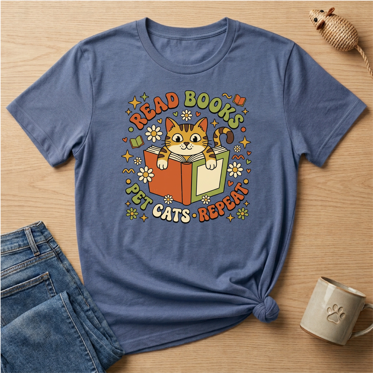 Read Books Pet Cats Repeat T-Shirt
