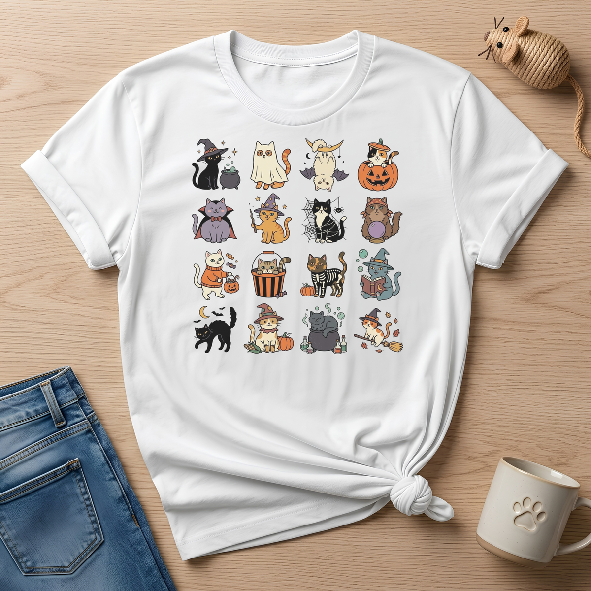 Halloween Cat Grid T-Shirt