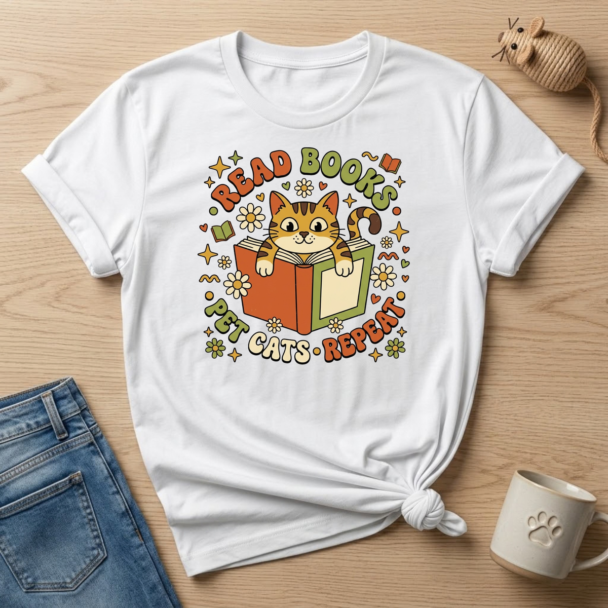 Read Books Pet Cats Repeat T-Shirt