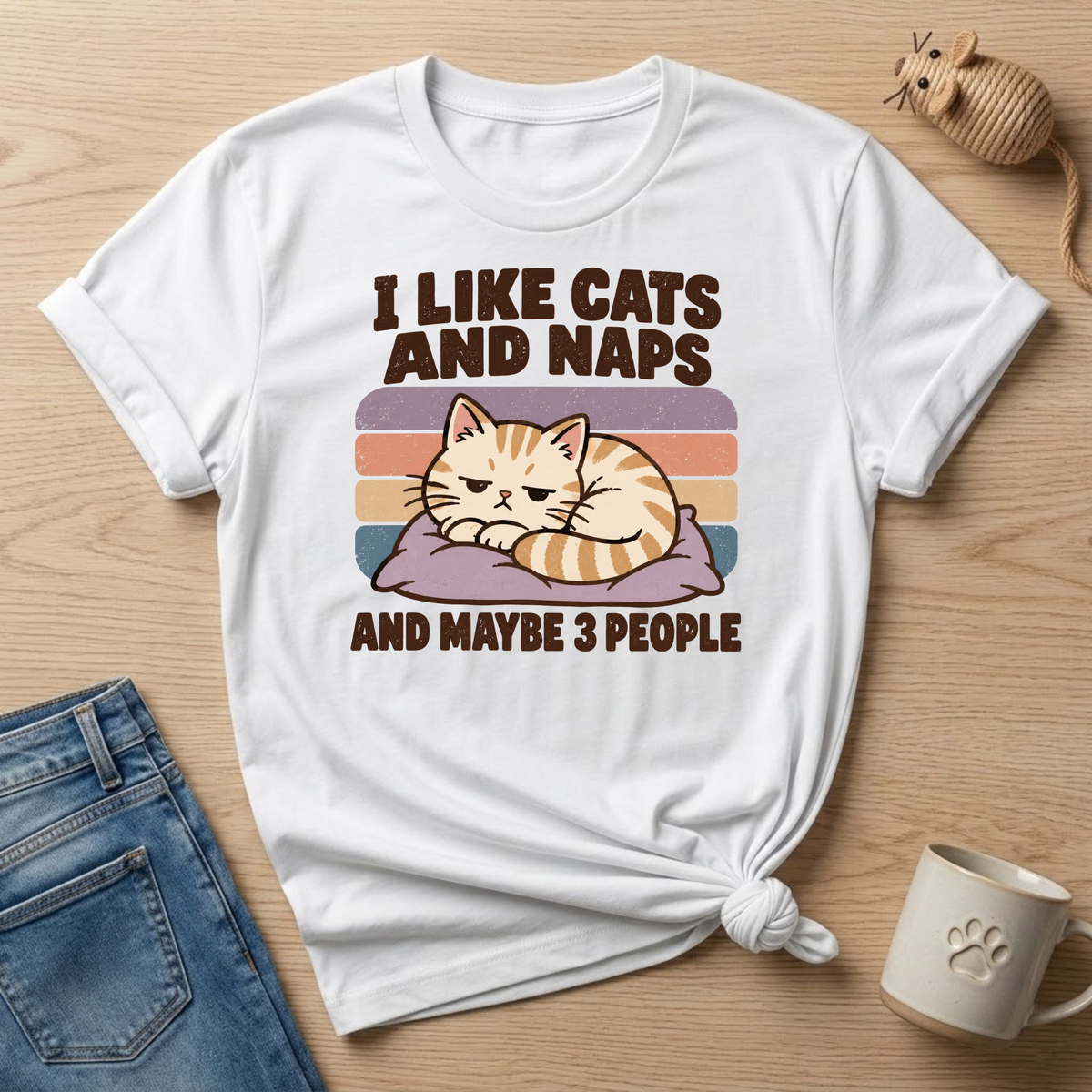 I Like Cats & Naps & Maybe 3 People T-shirt